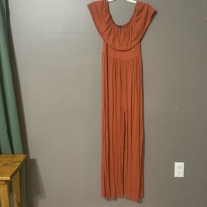 Boohoo off shoulder maxi dress- Burnt Orange- Sz8